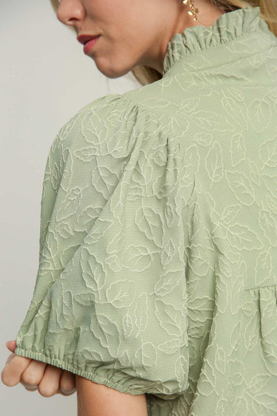 Umgee Floral Jacquard Blouse