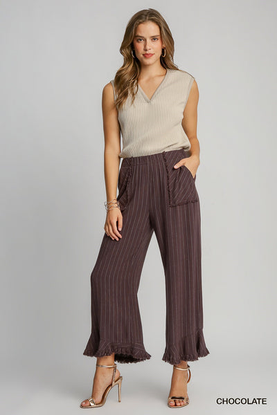 Umgee Linen Stripe Pant