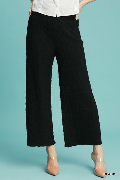 Umgee Textured Knit Wide Leg Pants