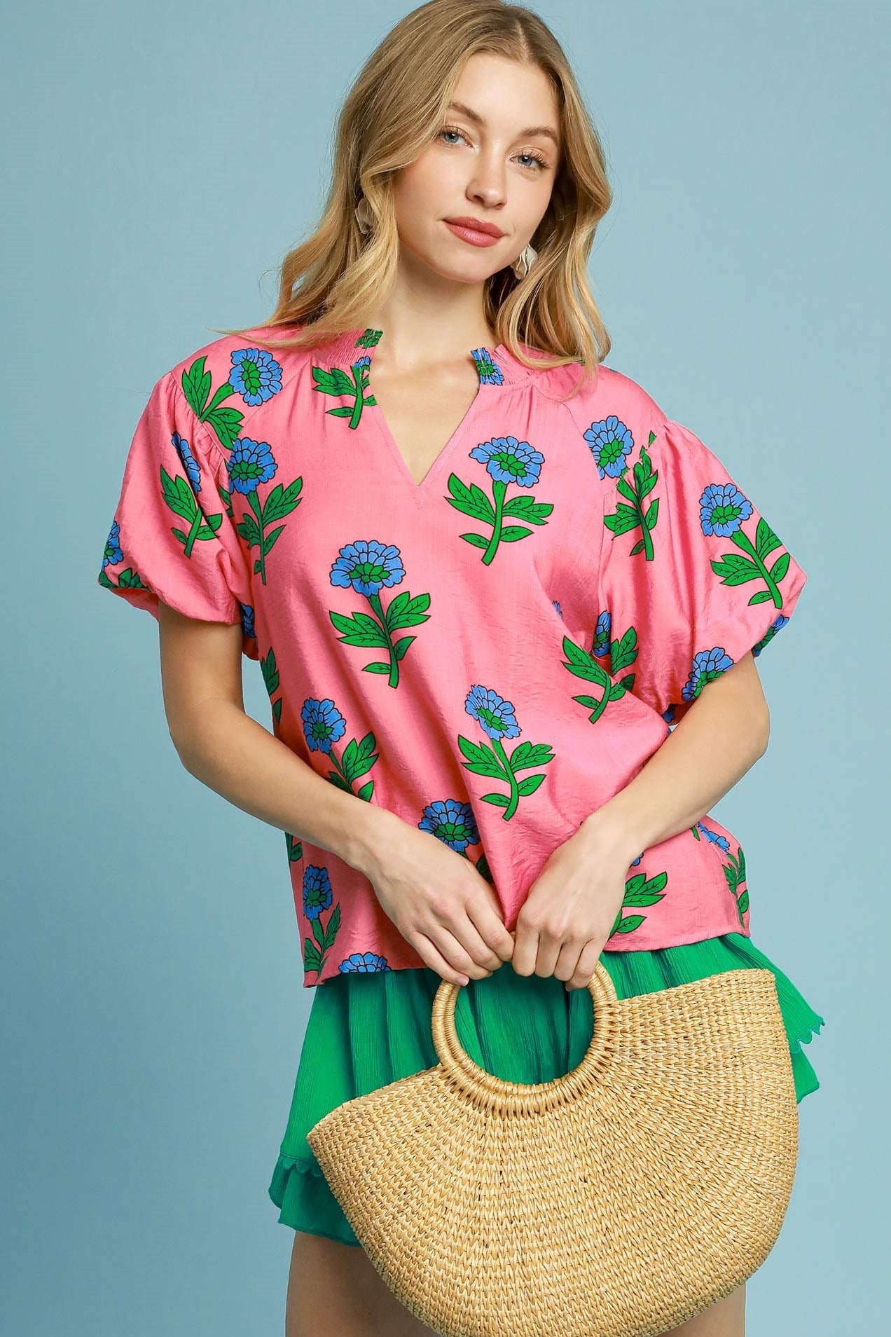 Umgee Pretty in Pink Floral Top