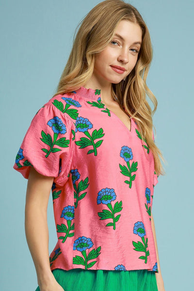 Umgee Pretty in Pink Floral Top
