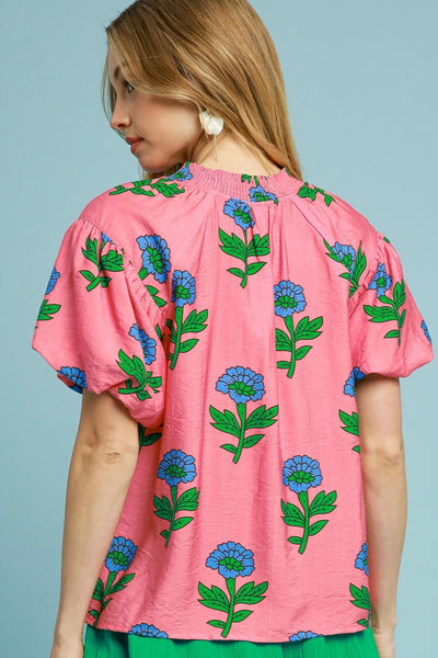 Umgee Pretty in Pink Floral Top