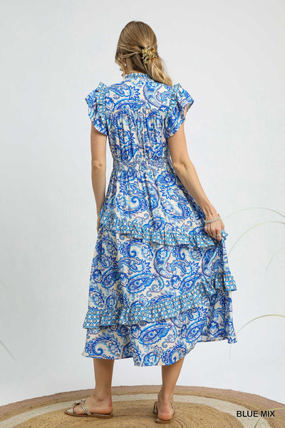 Umgee Payton Ruffled Paisley Dress