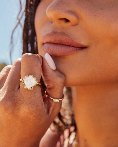 Brynne Gold Shell Ring in Blush Mother of Pearl