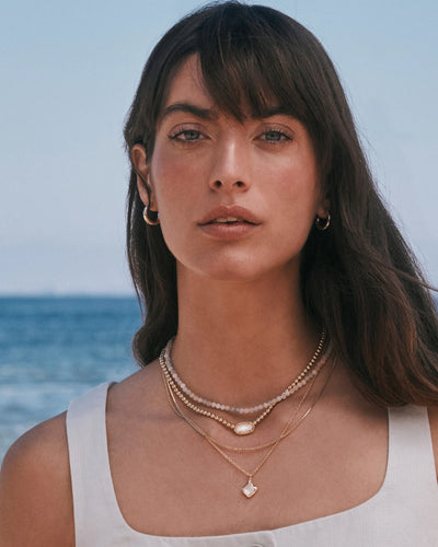 Elisa Gold Ivory MOP Beaded Necklace