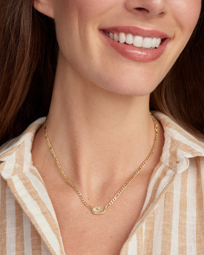 Elisa Gold Figaro Chain Short Pendant Necklace