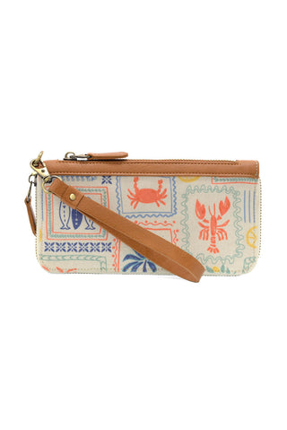 Coastal Charm Canvas Chloe Zip Around Wristlet Wallet