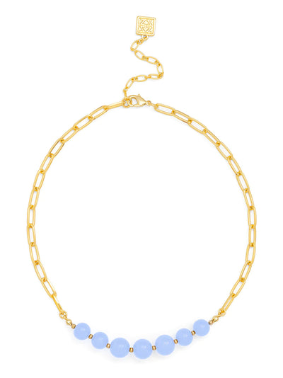 Zenzii Glassbead Metal Link Collar Necklace Jewelry