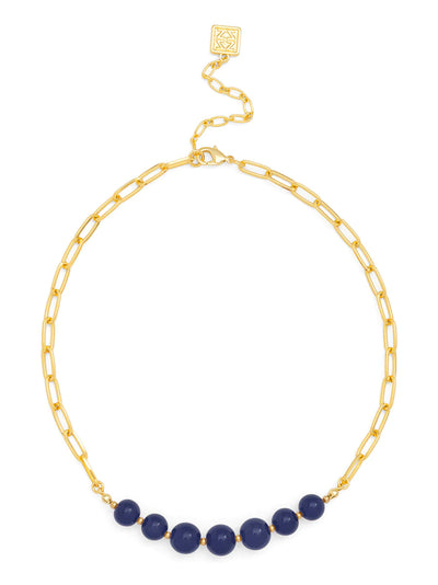 Zenzii Glassbead Metal Link Collar Necklace Jewelry