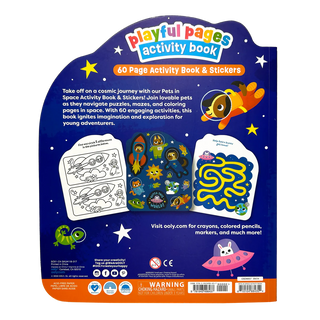 Playful Pages Activity Book - Games Coloring Stickers - Pets in Space