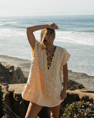 Sand Cloud Floral Check Cover Up