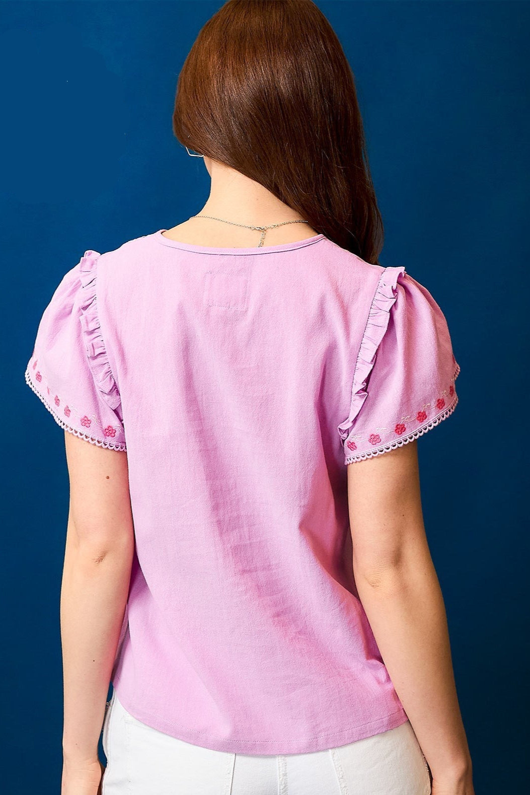 Umgee Embroidered Ruffle Sleeve Boho Blouse