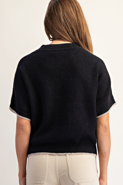 Contrast Short Sleeve Sweater