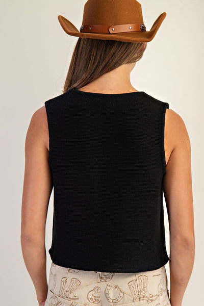 Front Tie Sleeveless Sweater Vest