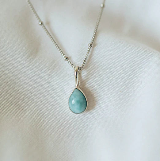 Larimar Teardrop Necklace (Handmade)