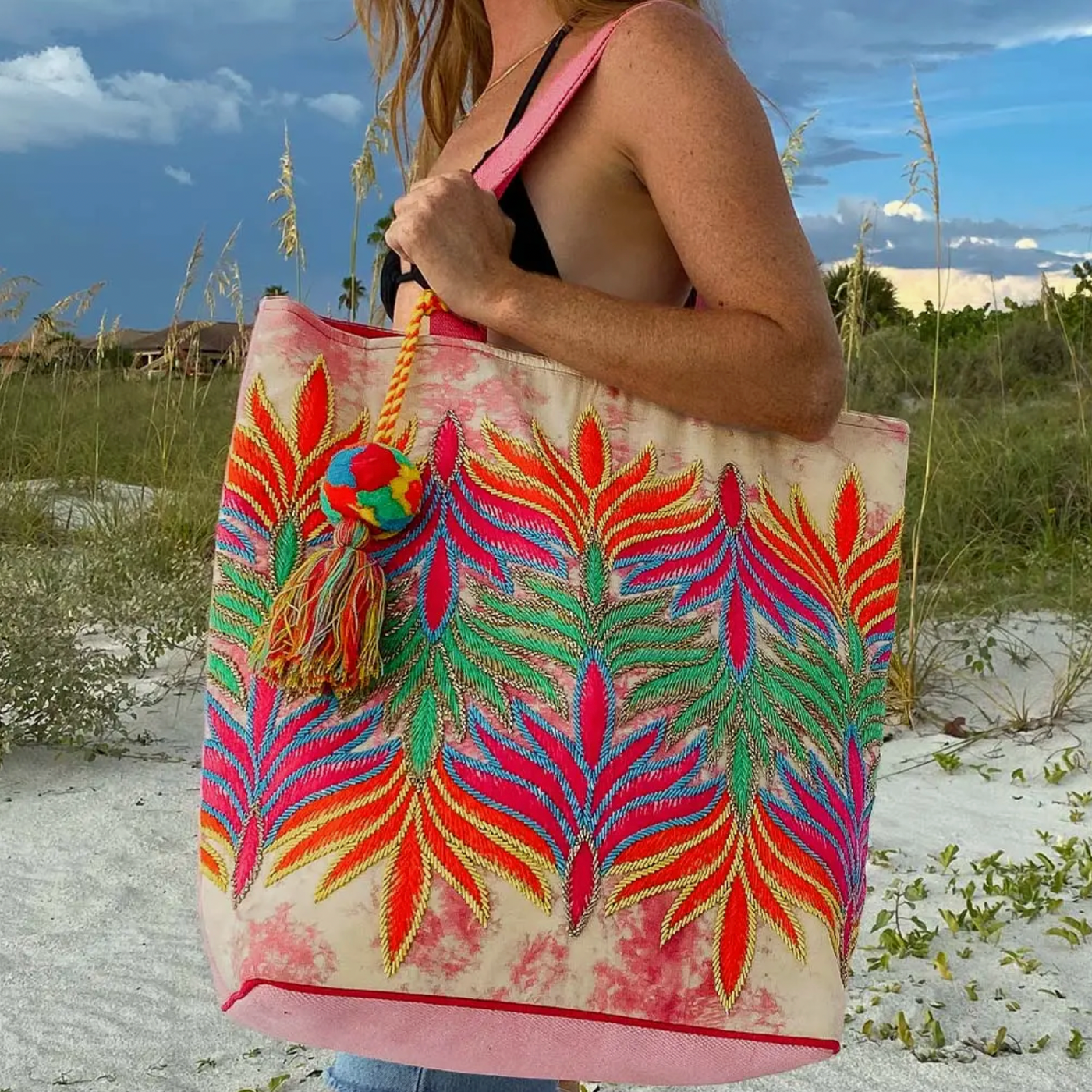 Feather Tie Dye Tote Beach Bag