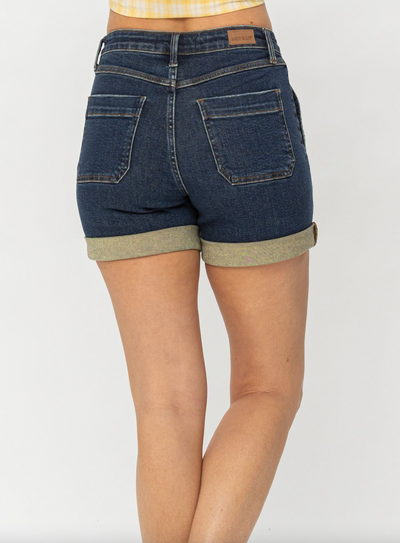 Judy Blue High Waist Button-Fly Cuffed Trouser Shorts
