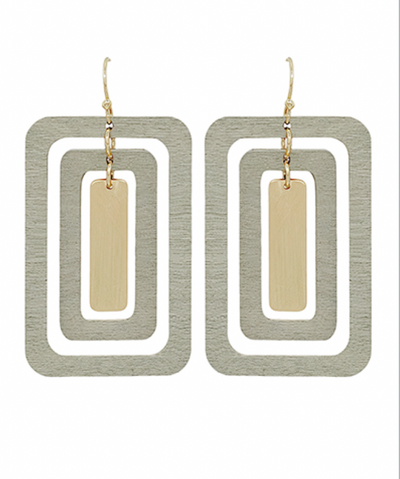 Triple Rectangle Metal Accent Earrings