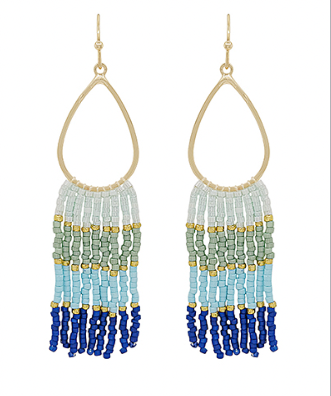 Wire Teardrop Tassel Earrings