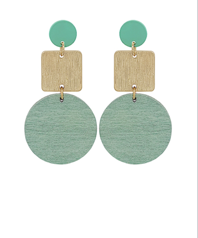 Wood Round 3 Drop Earrings