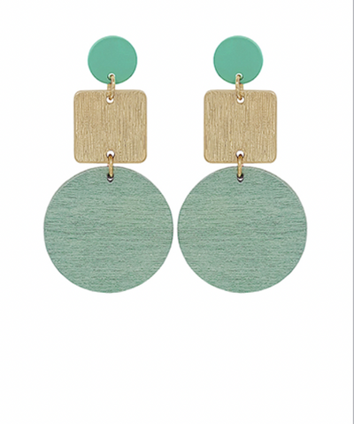 Wood Round 3 Drop Earrings