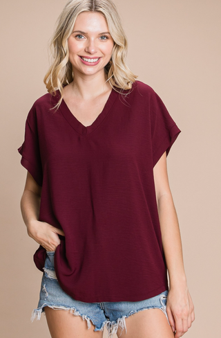 Best Selling Cap Sleeve Raw Edge Top