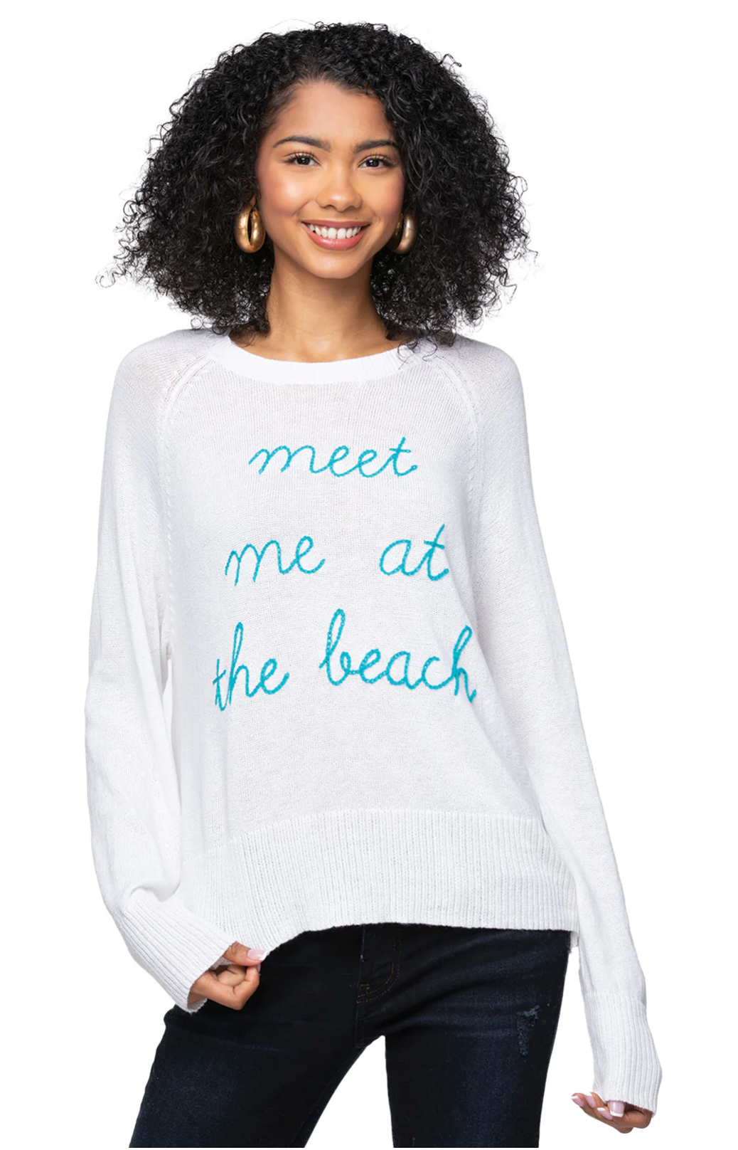 Meet me at the Beach Embroidered Sweater -Eco Cotton