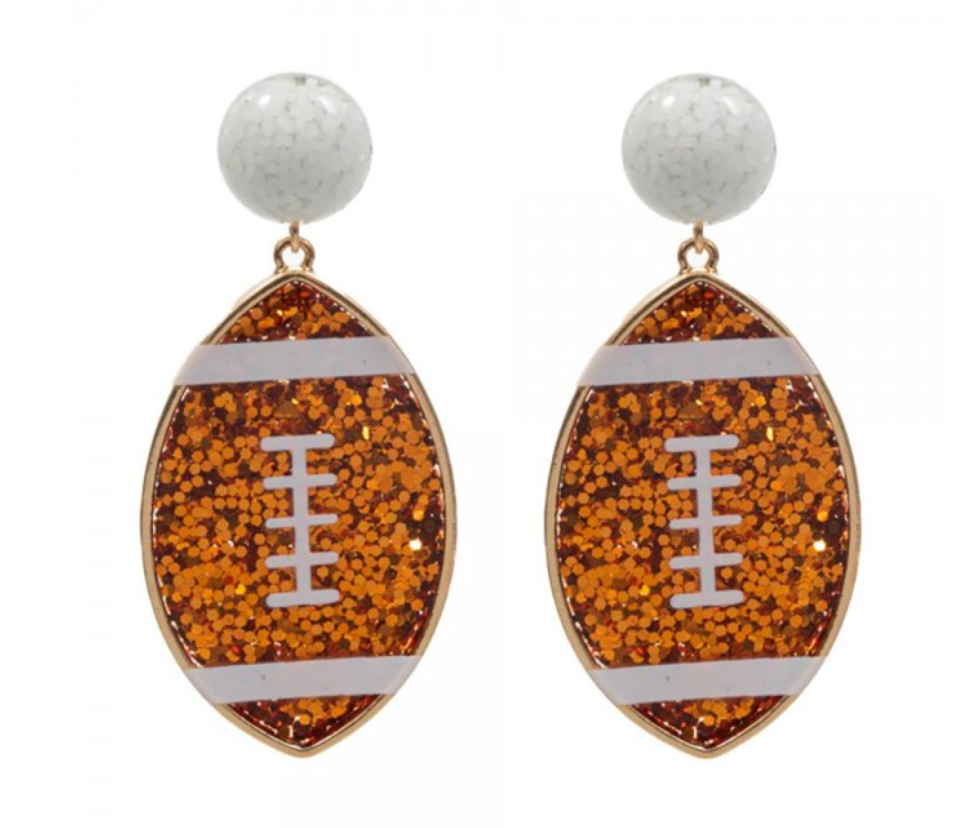 Glitter Filled Football Drop Earrings