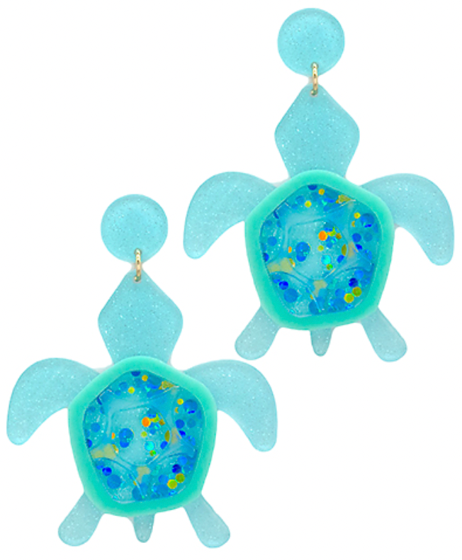 Glitter Turtle Earrings