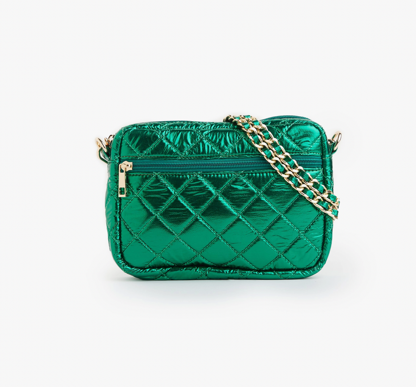 Quilted Small Crossbody Bag with Gold Chain Strap