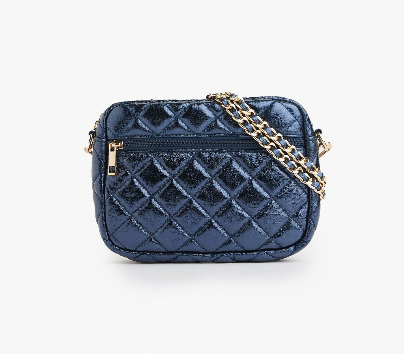 Quilted Small Crossbody Bag with Gold Chain Strap