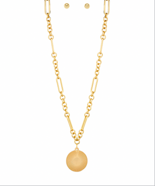 Texture Round Pendant Necklace