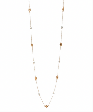 Metal & Stone Bead Long Necklace