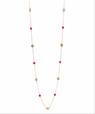Metal & Stone Bead Long Necklace