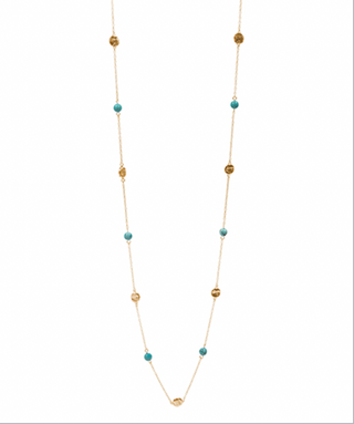 Metal & Stone Bead Long Necklace