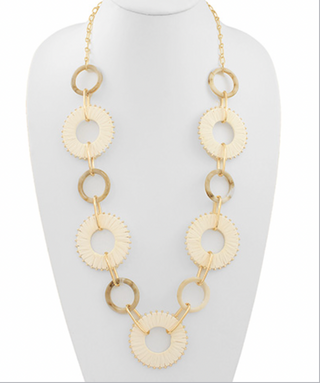 Raffia Round Acrylic Necklace