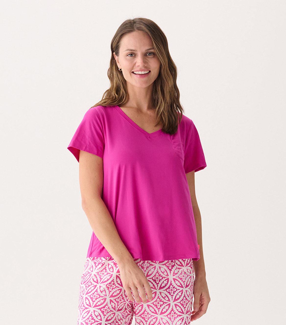 Capelton Road V-Neck PJ Tee In A Bag - Rose Violet