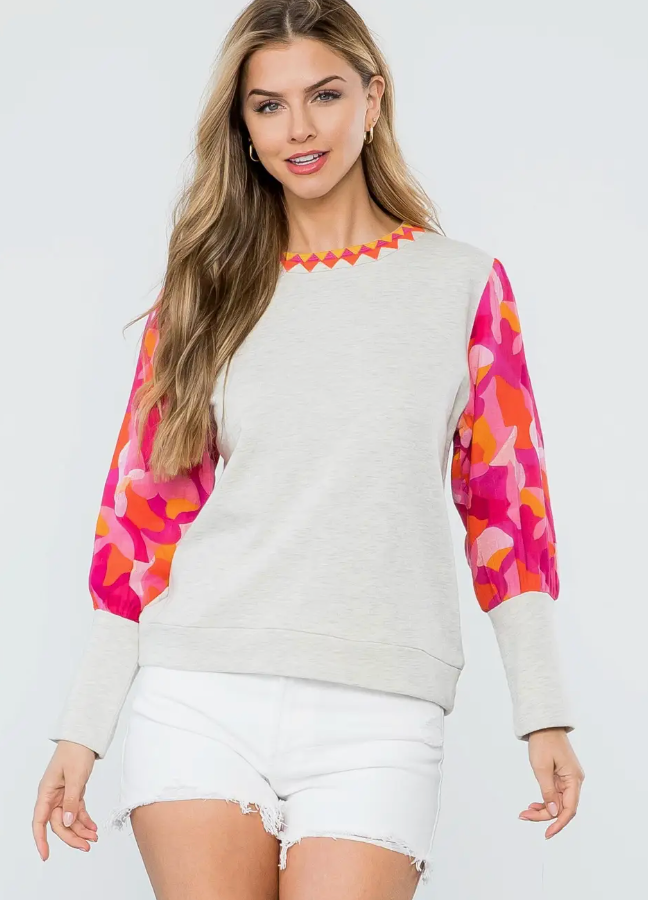 Pattern Sleeve Pullover