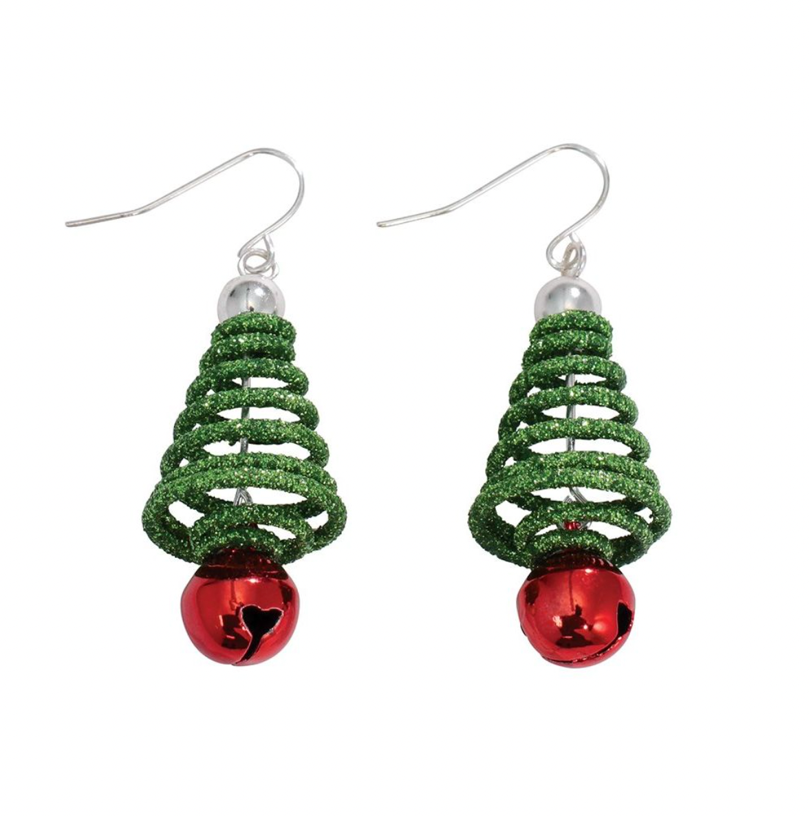 Periwinkle Christmas Tree Red Jingle Earrings