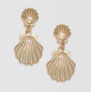 Periwinkle Scallop Drop In Gold Earrings