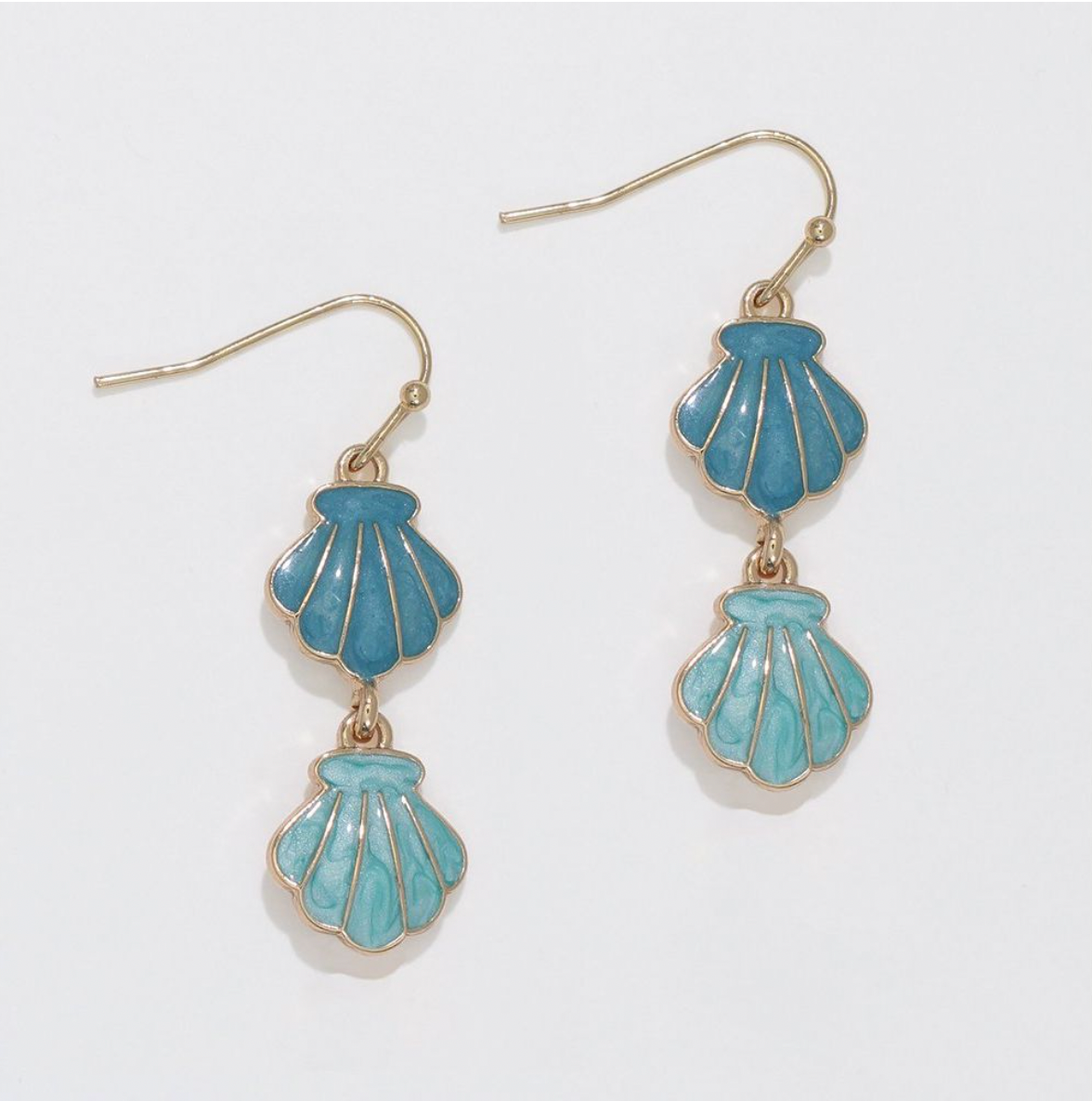 Periwinkle Blue Shell Drop Earrings