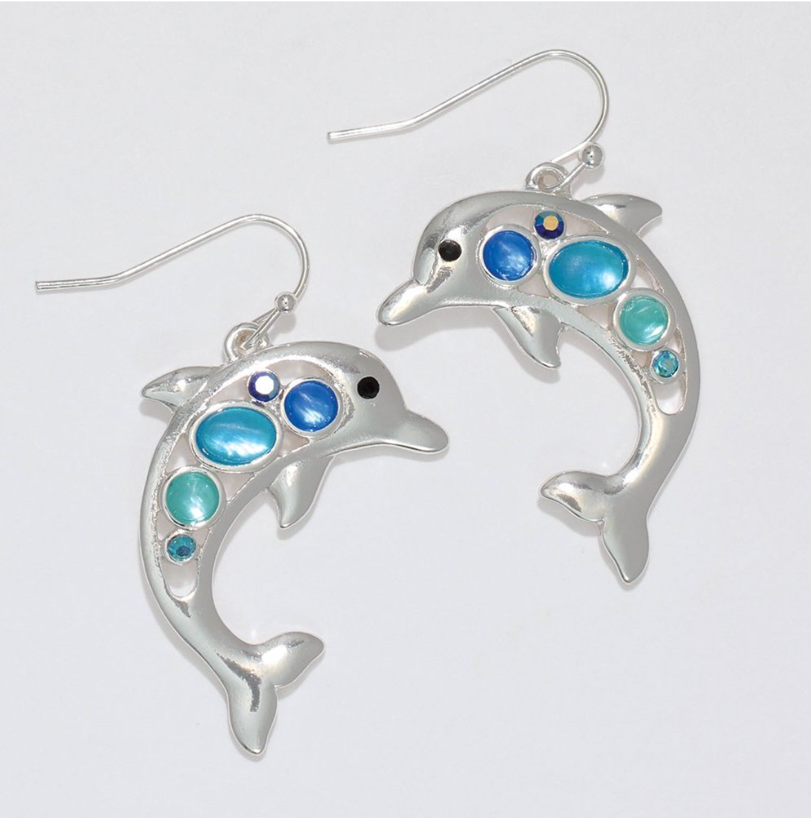 Periwinkle Ocean Blue Dolphin Earrings