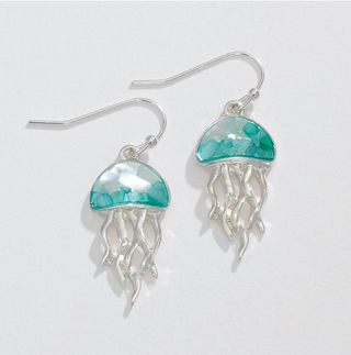 Periwinkle Jellyfish Aqua Shell Inlay Earrings