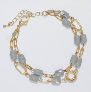 Periwinkle Gray And Gold Link Bracelet