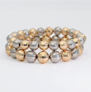 Periwinkle Faceted Gold And Silver Beaded Bracelet