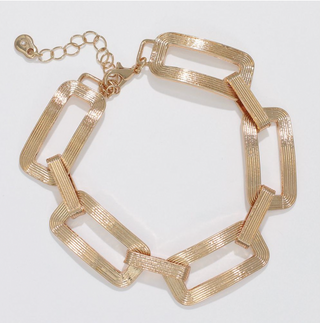 Periwinkle Textured Gold Link Bracelet