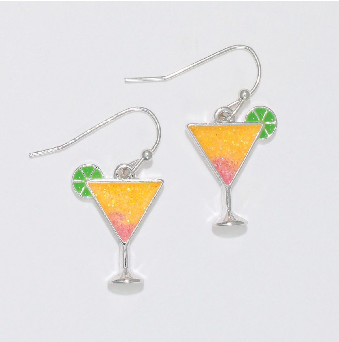 Periwinkle Sunset Drink w Lime Earrings