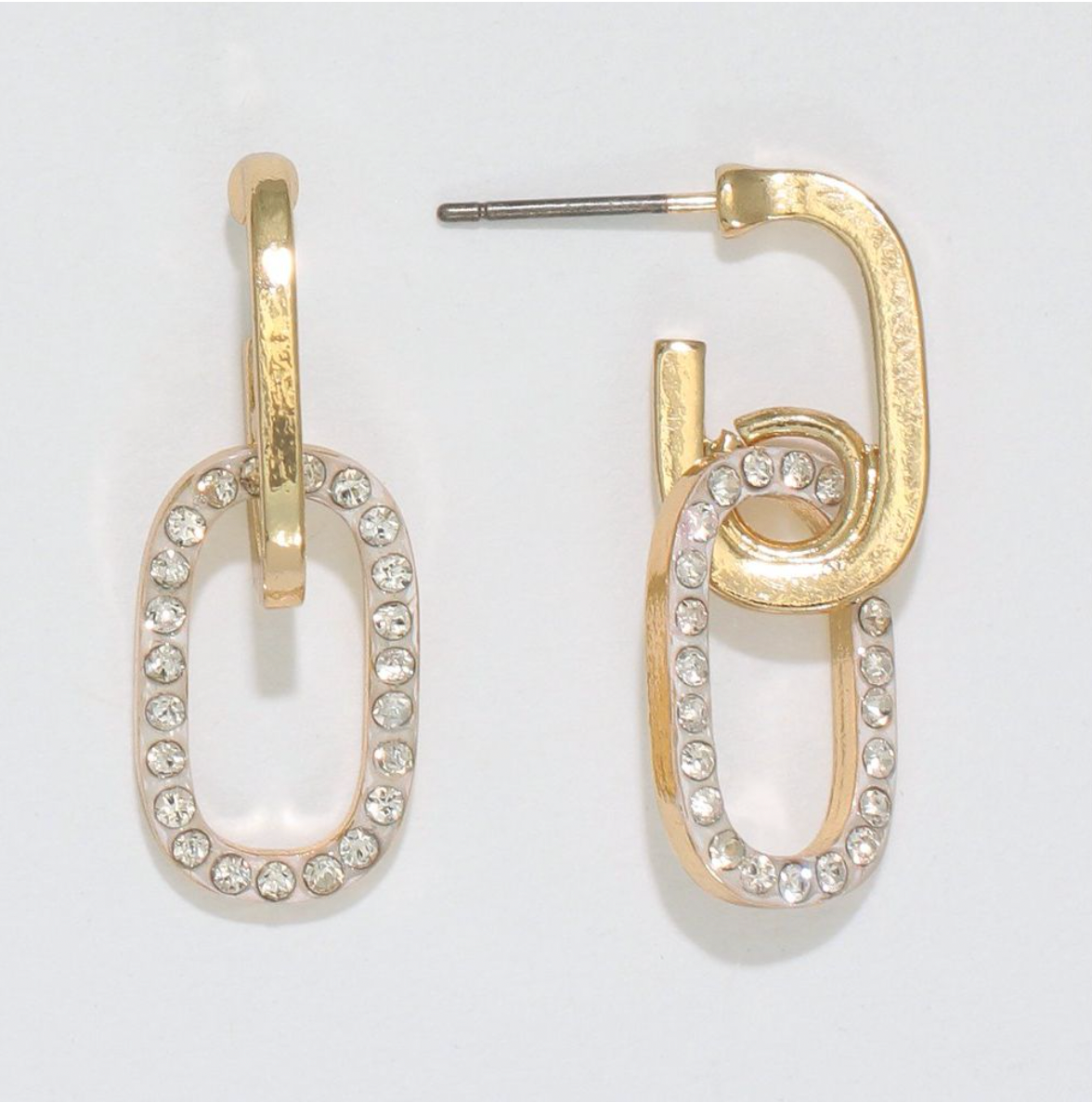 Periwinkle Gold And Crystal Link Earrings