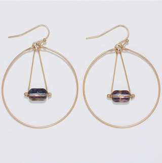 Periwinkle Gold Wire Hoops w Crystal Earrings
