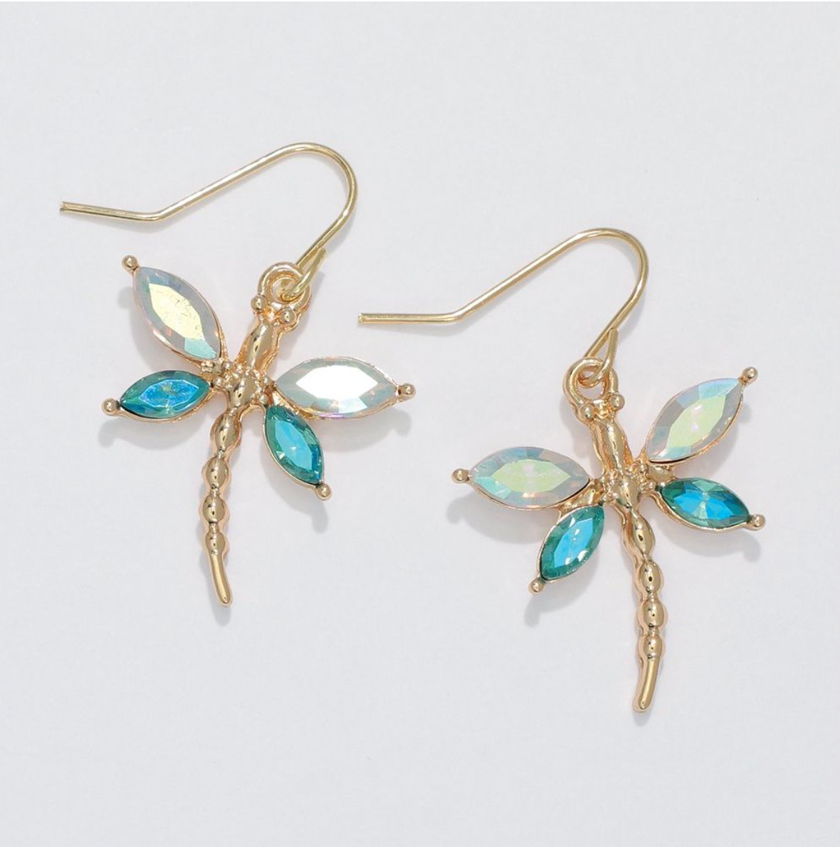 Periwinkle Clear And Blue Dragonfly Earrings